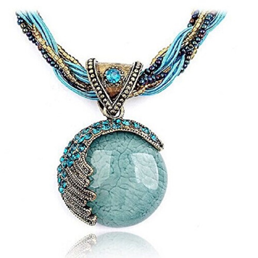 Sale! Statement necklace with jade like stone